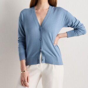 NWT Quince Lightweight Cotton Cashmere Women's Button Down Cardigan Sweater XL